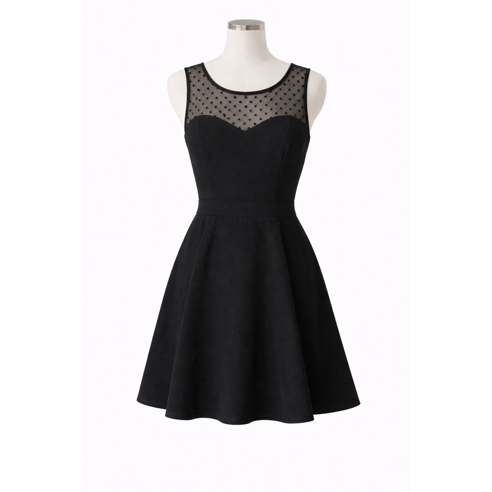 Delias Size 9/10 Juniors Dress Fine and Flare Sheath Mesh Top W Polka Dot